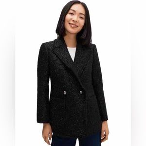 NWT kate spade WOOL Blend Lined Tinsel Tweed double-breasted Blazer Pockets Sz 4